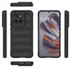 Multiple views of a black smartphone case, including a front view showing the phone screen, a back view showing the camera cutout and textured design, and side views. Produktbild-Vorschau