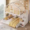 Merax Etagenbett 90x200 cm + 140x200 cm, Hausdesign Produktbild-Vorschau 4