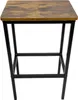 A bar stool with a vintage wood-look top and black metal legs is shown against a white background. Podgląd zdjęcia produktu
