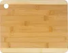 A top-down view of a bamboo cutting board with a hole in the corner. Produktbild-Vorschau