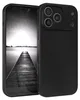 A black smartphone case is shown from a diagonal angle, with the phone's screen displaying a black and white image of a pier leading into water. Produktbild-Vorschau