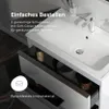 A bathroom vanity with an open drawer, showing storage and a sink. Produktbild-Vorschau