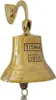 A brass bell with "TITANIC 1912" inscribed on it, mounted on a wall bracket. Produktbild-Vorschau