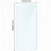 A diagram showing the dimensions of a phone screen protector on a grid background. Produktbild-Vorschau