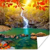 MuchoWow® Poster Steine - Baum - Wasserfall - Herbst - Rot Produktbild-Vorschau 1