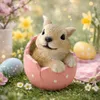 Osterdeko Hase im Ei aus Kunstharz – Dekofigur Rosa, 10 cm Produktbild-Vorschau 5