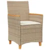 vidaXL Chaises de jardin avec coussins 2 pcs. Beige Poly Voir les images du produit 4