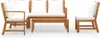 A wooden garden lounge set with white cushions and a coffee table, displayed on a white background. Produktbild-Vorschau