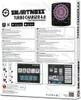 The image shows the back of the packaging for a Smartness Turbo Charger 4.0 Smart Connect Dartboard, featuring product information in multiple languages, app store download links, and screenshots of the accompanying app on a tablet. Produktbild-Vorschau
