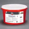 A red bucket of paint with a label on it. Produktbild-Vorschau