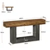 A diagram showing the dimensions of a console table, with a silhouette of a person for scale. Anteprima dell’immagine prodotto