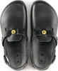 A top-down view of a pair of black Birkenstock Tokio ESD shoes. Produktbild-Vorschau