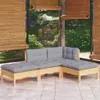 4-tlg. Garten-Lounge-Set mit Grauen Kissen Kiefer Produktbild-Vorschau 2