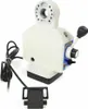 A white and blue industrial machine part with a black cable and a black base. Náhled obrázku produktu