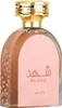 A perfume bottle with a pink label and gold cap. Náhľad obrázku produktu
