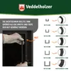 An image showing how to install a gasket on a stove door, with diagrams illustrating different sizes of gaskets and their corresponding slots. Produktbild-Vorschau