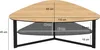 A diagram of a kidney-shaped coffee table with dimensions labeled. Voir les images du produit