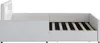 A white upholstered bed frame with a slatted mattress base visible. Produktbild-Vorschau