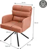 A diagram showing the dimensions of an orange armchair. Produktbild-Vorschau