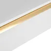A close-up view of a white surface with a golden trim, possibly part of a piece of furniture. Voir les images du produit