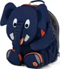 A blue elephant backpack is shown from the front, sitting on a white background. Produktbild-Vorschau