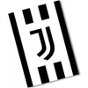 A close-up, angled view of a black and white striped blanket with the Juventus FC logo in the center. Anteprima dell’immagine prodotto