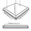 Diagrams showing the dimensions and hanging mechanism of a square acoustic panel. Podgląd zdjęcia produktu