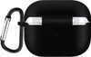 A black silicone case for Apple AirPods 3 with a silver carabiner attached. Produktbild-Vorschau