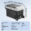 A portable car refrigerator with dimensions and specifications displayed. Náhled obrázku produktu