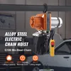 An electric chain hoist is shown hanging from a beam in what appears to be a workshop or garage. Produktbild-Vorschau