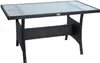 A black polyrattan dining table with a glass top is shown against a white background. Produktbild-Vorschau