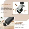 Close-up views of product features, including wheels and adjustable feet, with descriptive text. Podgląd zdjęcia produktu