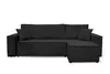 A black sectional sofa with an ottoman on a white background. Produktbild-Vorschau