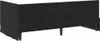 A black velvet bed frame with a headboard, shown from a side-angle perspective. Produktbild-Vorschau