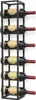 A black metal wine rack holding six bottles of red wine. Náhled obrázku produktu