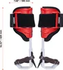A pair of red and white climbing spikes for trees, with brown straps. Anteprima dell’immagine prodotto