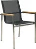 A single outdoor chair with a metal frame and mesh seat, on a white background. Produktbild-Vorschau