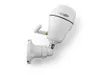 A white outdoor security camera with an antenna is mounted on a white bracket against a white background. Produktbild-Vorschau