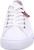 A close-up, front-facing view of a white leather sneaker. Produktbild-Vorschau