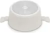 The bottom view of a cream-colored frying pan with a textured base and two handles. Produktbild-Vorschau