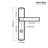 A technical drawing of a door handle set with dimensions and measurements. Produktbild-Vorschau