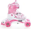 A pink and white children's inline skate with three wheels. Produktbild-Vorschau