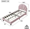 Lit enfant UnboxG 90 x 190 cm en velours rose rembourré – Voir les images du produit 2