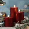 LED Stumpenkerze MIA - Echtwachs - realistische 3D Flamme - H: 15cm - D: 10cm - bordeauxrot Produktbild-Vorschau