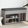 A shoe bench with storage compartments, holding various shoes and boots. Náhľad obrázku produktu