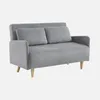 A light gray corduroy sofa with two cushions and wooden legs, presented against a plain light gray background. Anteprima dell’immagine prodotto