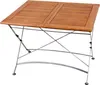 A square wooden table with a metal frame, shown against a white background. Produktbild-Vorschau