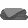A folded gray comforter is shown against a white background. Voir les images du produit