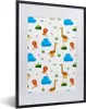 MuchoWow® Gerahmtes Poster Löwe - Giraffe - Tiere - Vorlage Produktbild-Vorschau 1