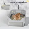 PawHut Katzentoilette Edelstahl Offene Katzenklo mit Produktbild-Vorschau 6